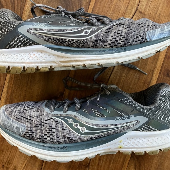SAUCONY Womens Ride 10 Running Shoes Black Gray Textile Lace Up 7.5M S10373-20 - Picture 1 of 9
